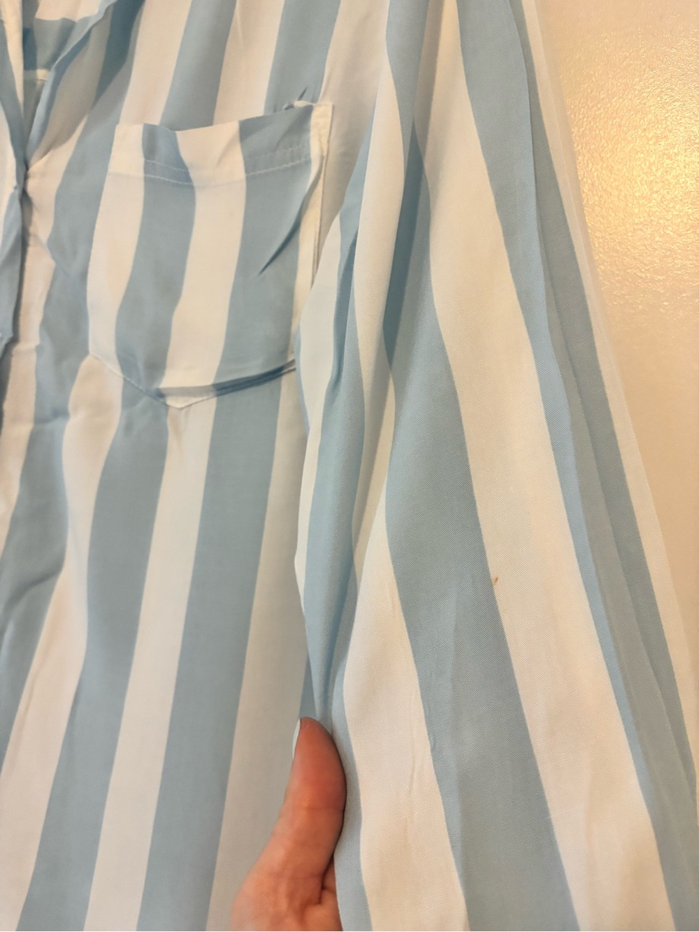 Piyama Marlon Long Sleeve Blue and White Stripe Pajama Set - Picture 4 of 5